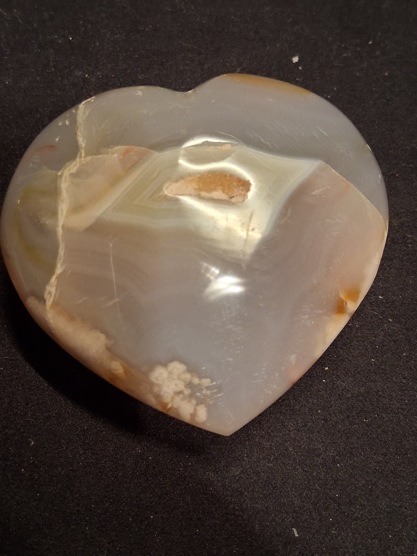 Natural Agate Palmstone - heart - 6x6 cm - cherry blossom agate