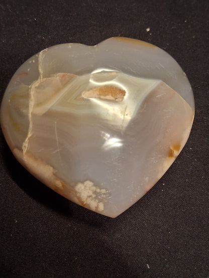 Natural Agate Palmstone - heart - 6x6 cm - cherry blossom agate