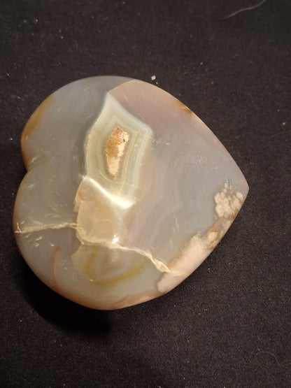 Natural Agate Palmstone - heart - 6x6 cm - cherry blossom agate