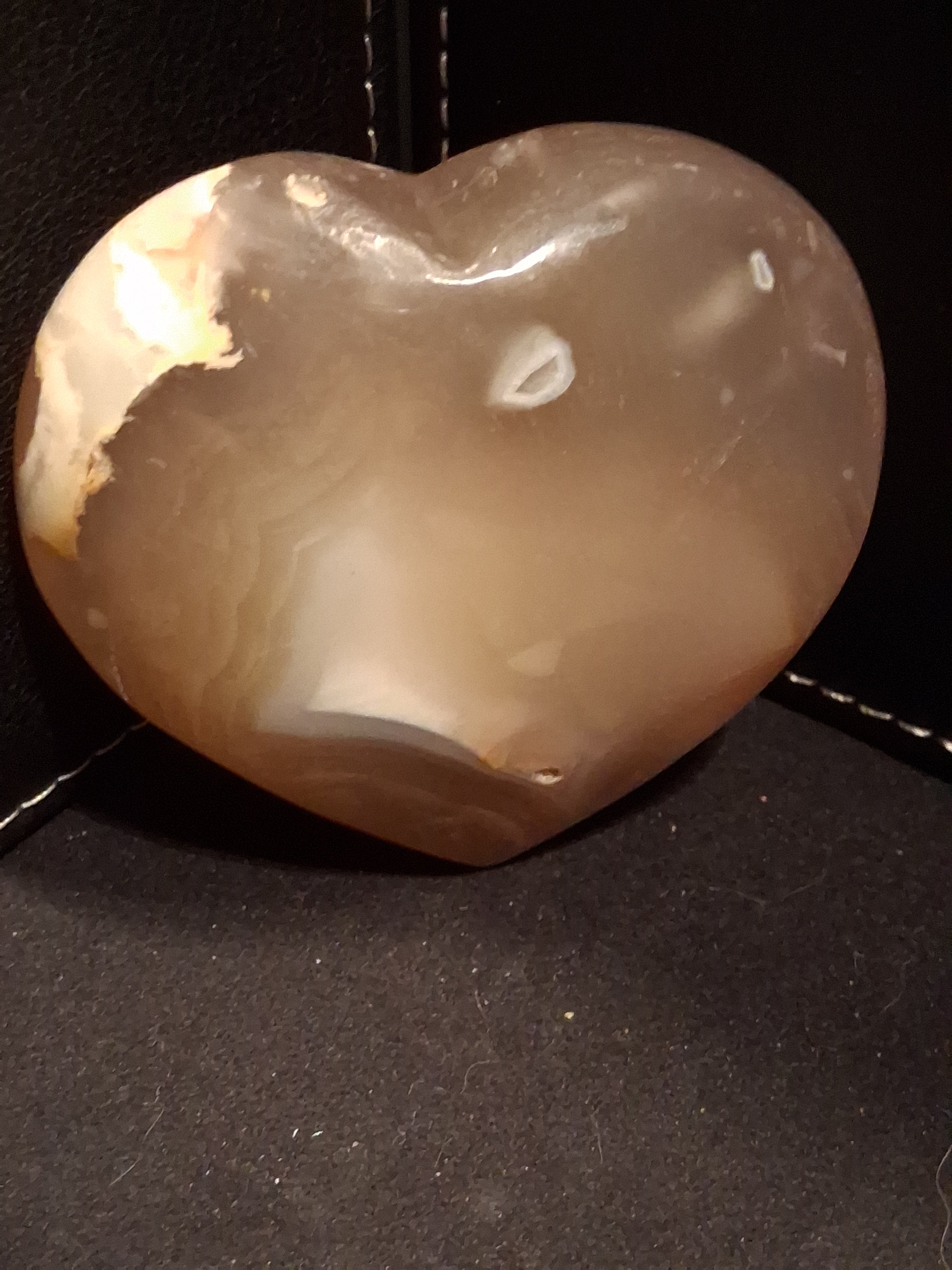 Natural Agate Palmstone - heart - 6x6.5 cm - cherry blossom agate