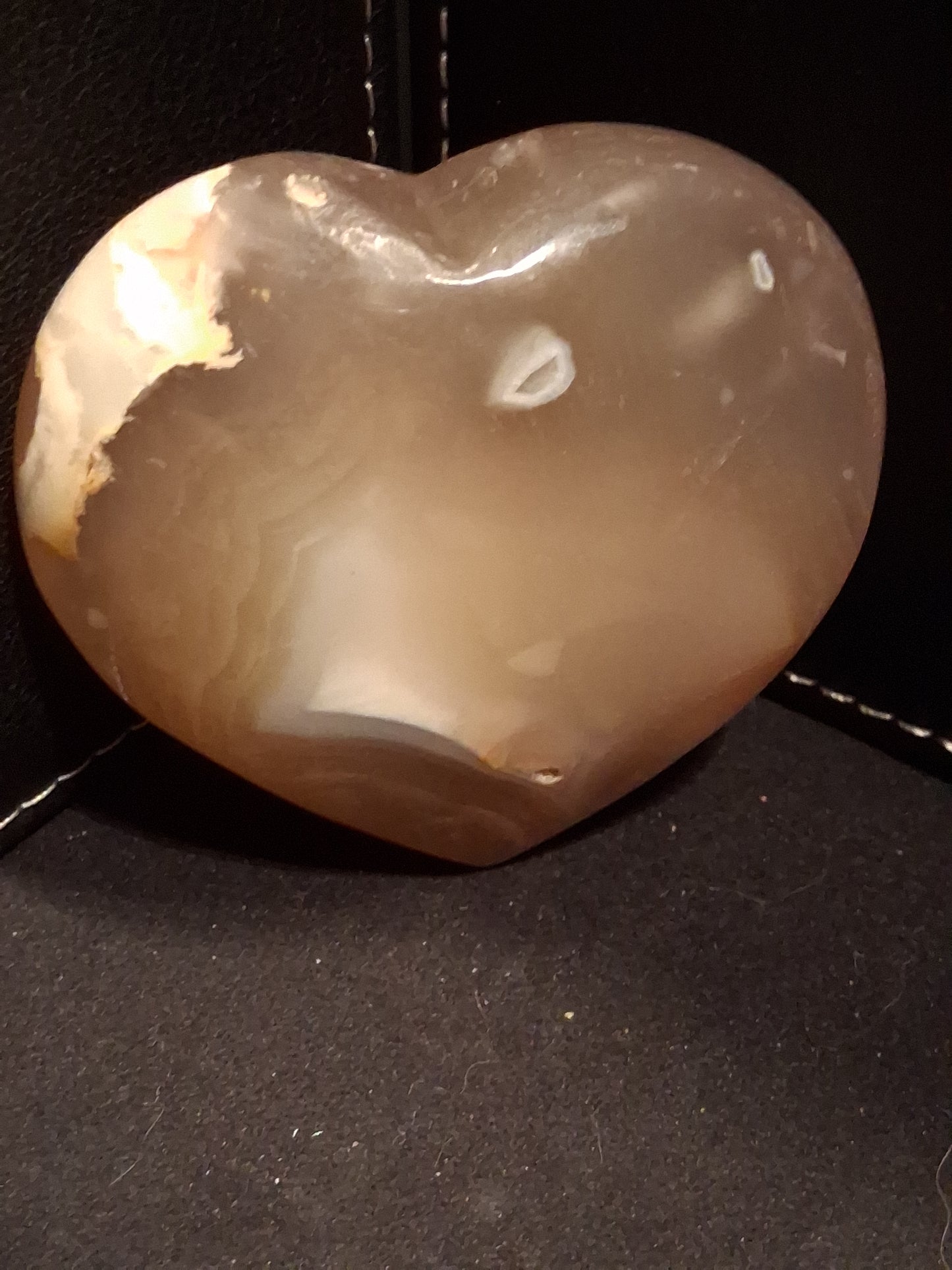 Natural Agate Palmstone - heart - 6x6.5 cm - cherry blossom agate