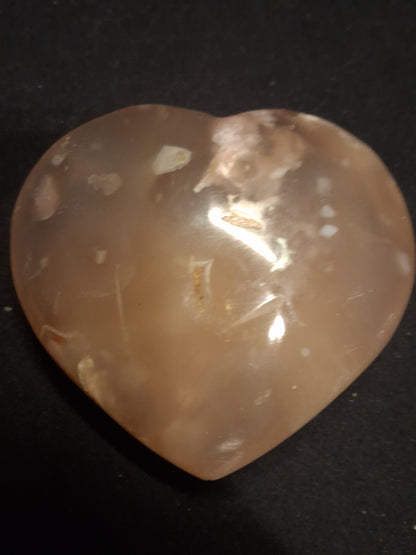 Natural Agate Palmstone - heart - 6x6.5 cm - cherry blossom agate