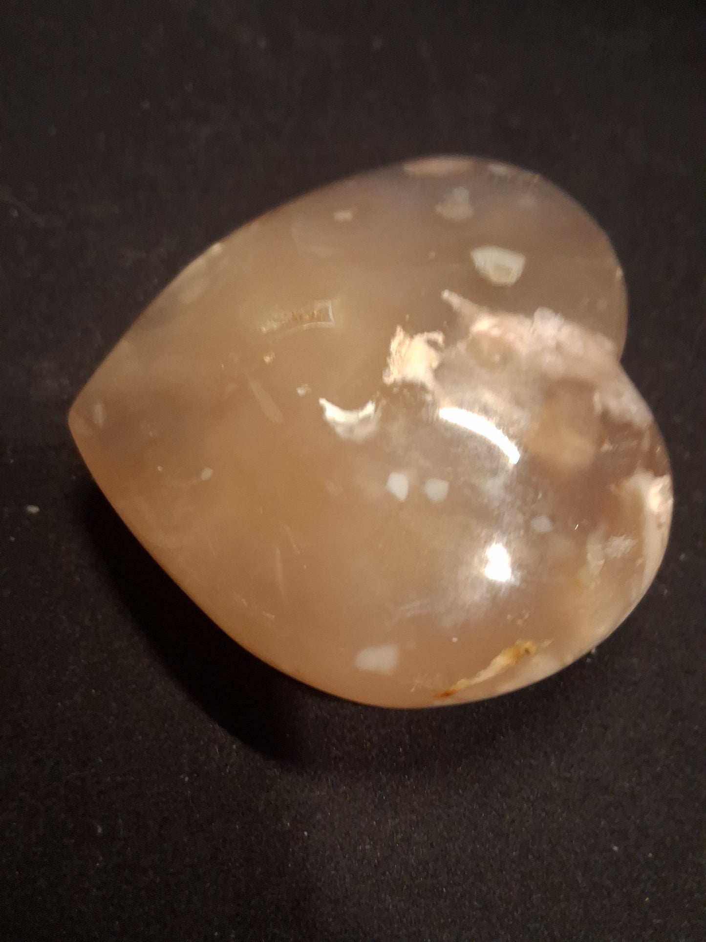 Natural Agate Palmstone - heart - 6x6.5 cm - cherry blossom agate