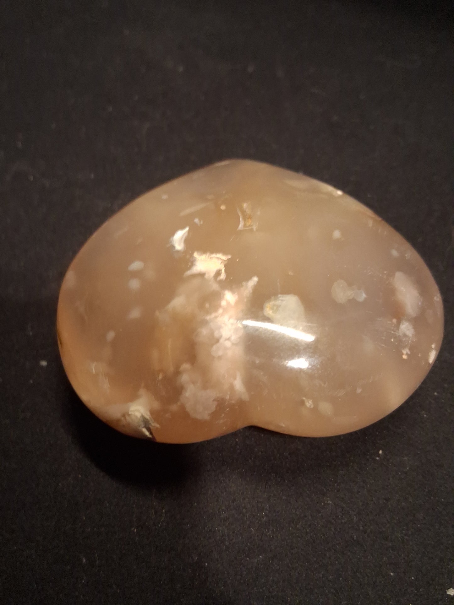 Natural Agate Palmstone - heart - 6x6.5 cm - cherry blossom agate