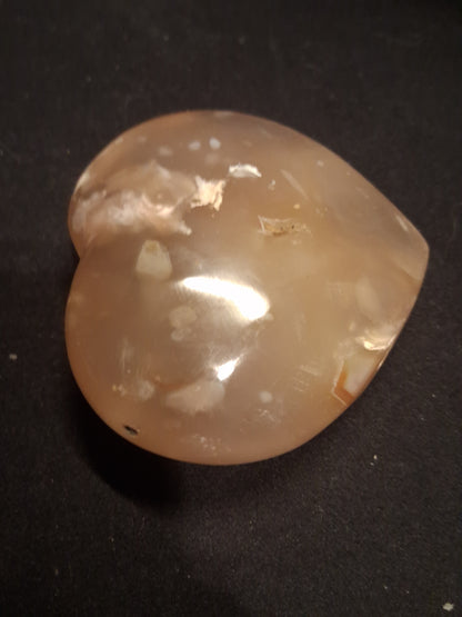 Natural Agate Palmstone - heart - 6x6.5 cm - cherry blossom agate