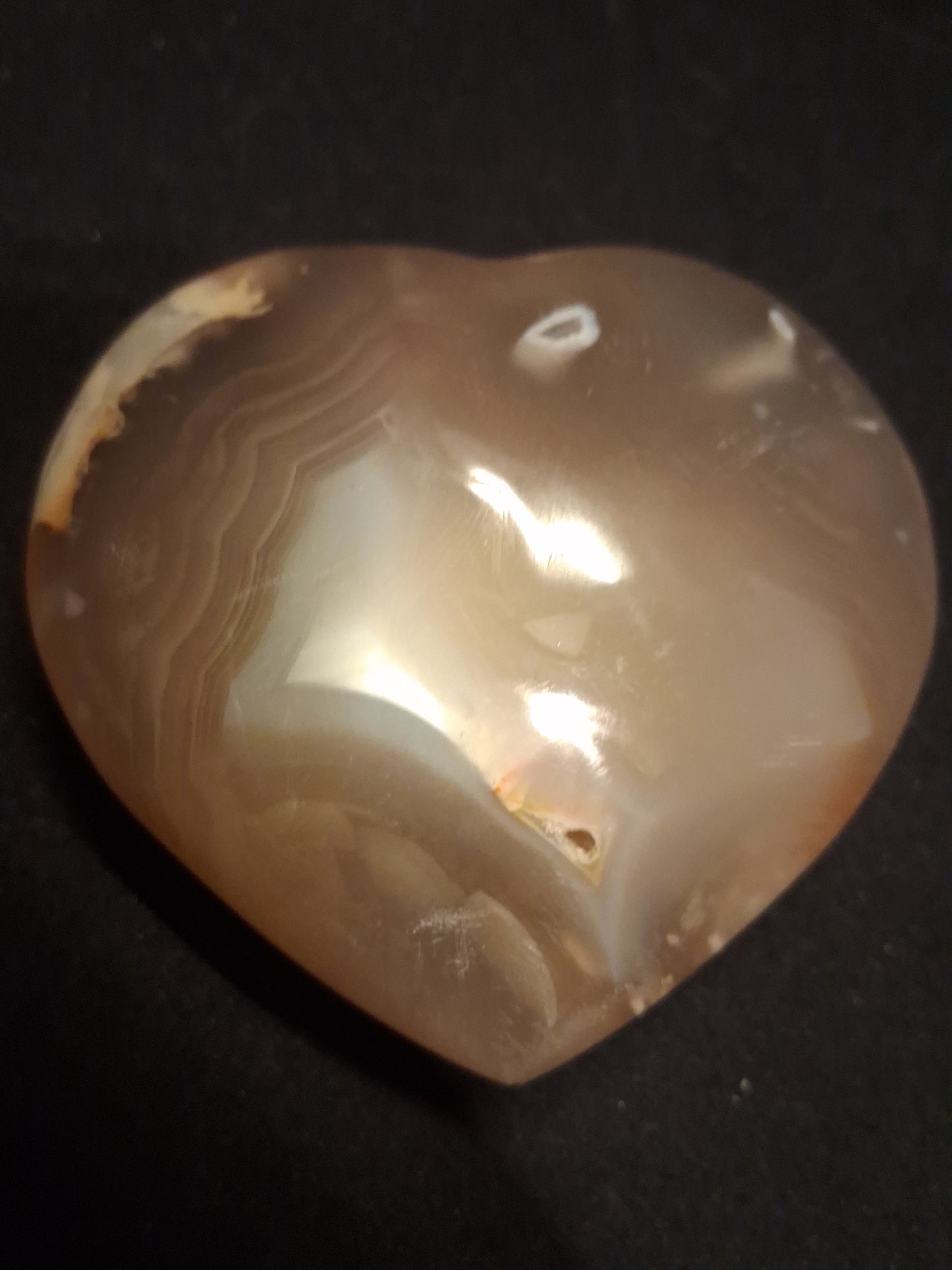 Natural Agate Palmstone - heart - 6x6.5 cm - cherry blossom agate