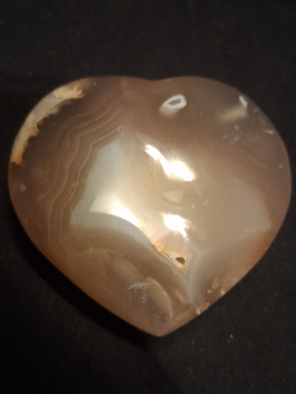 Natural Agate Palmstone - heart - 6x6.5 cm - cherry blossom agate