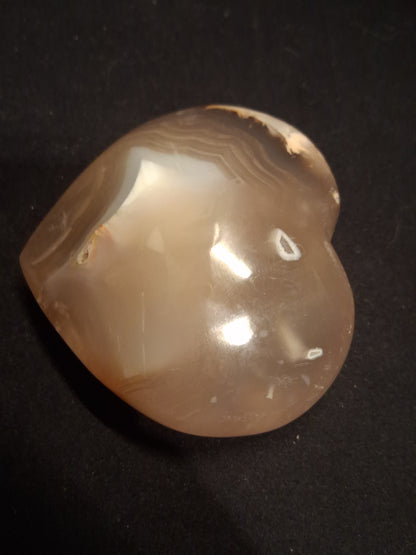 Natural Agate Palmstone - heart - 6x6.5 cm - cherry blossom agate