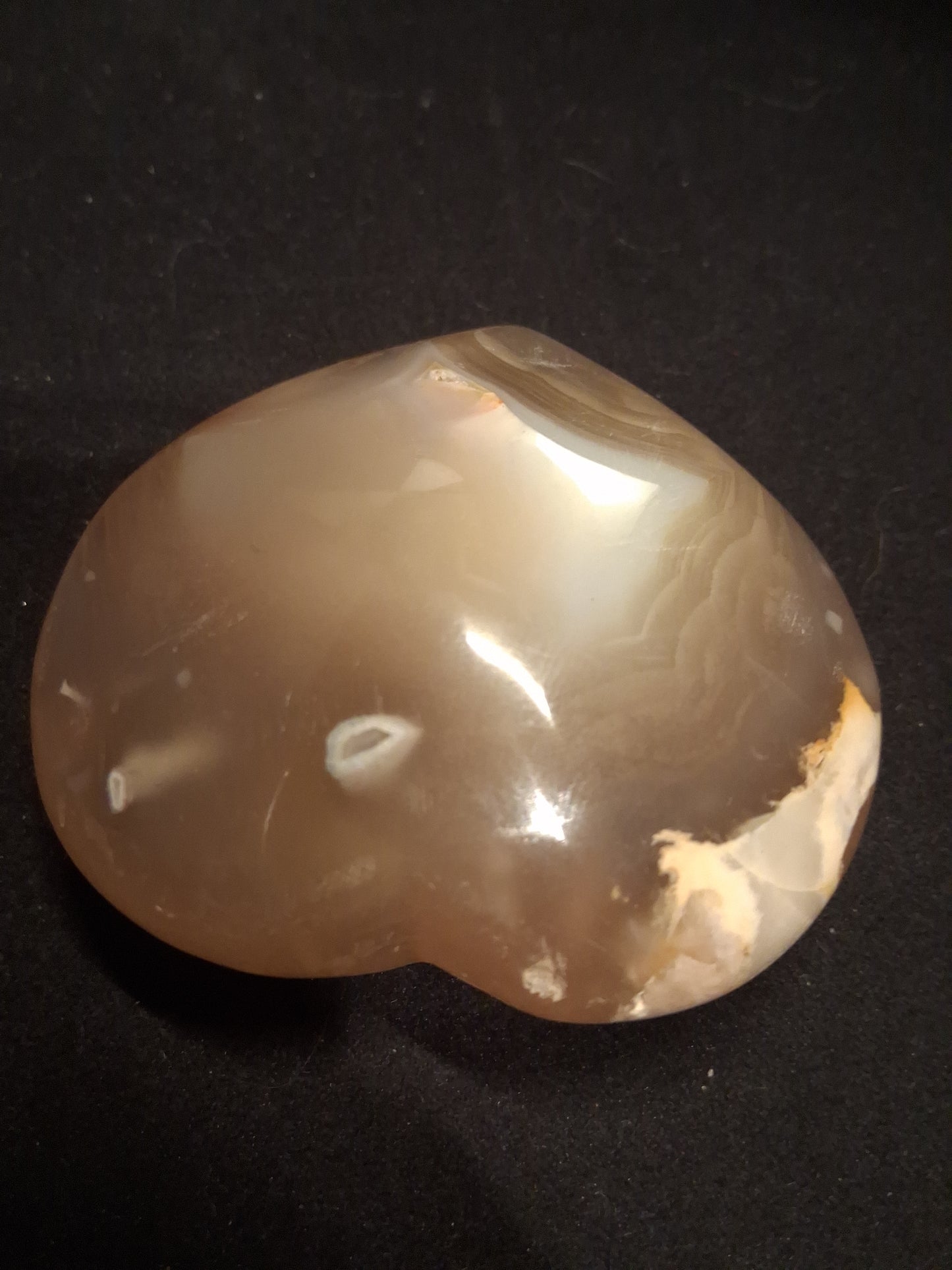 Natural Agate Palmstone - heart - 6x6.5 cm - cherry blossom agate