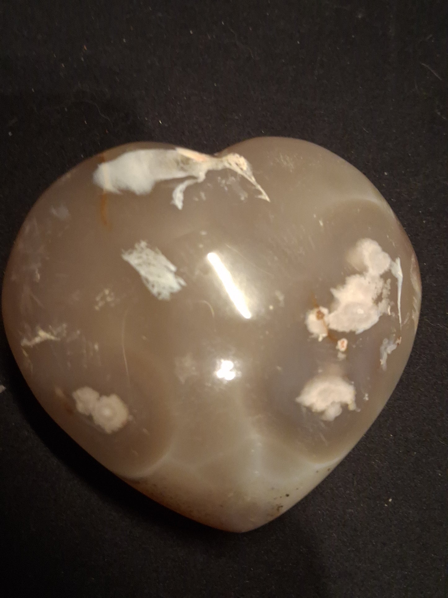 Natural Agate Palmstone - heart - 7x7.5 cm - cherry blossom agate - druzy pocket