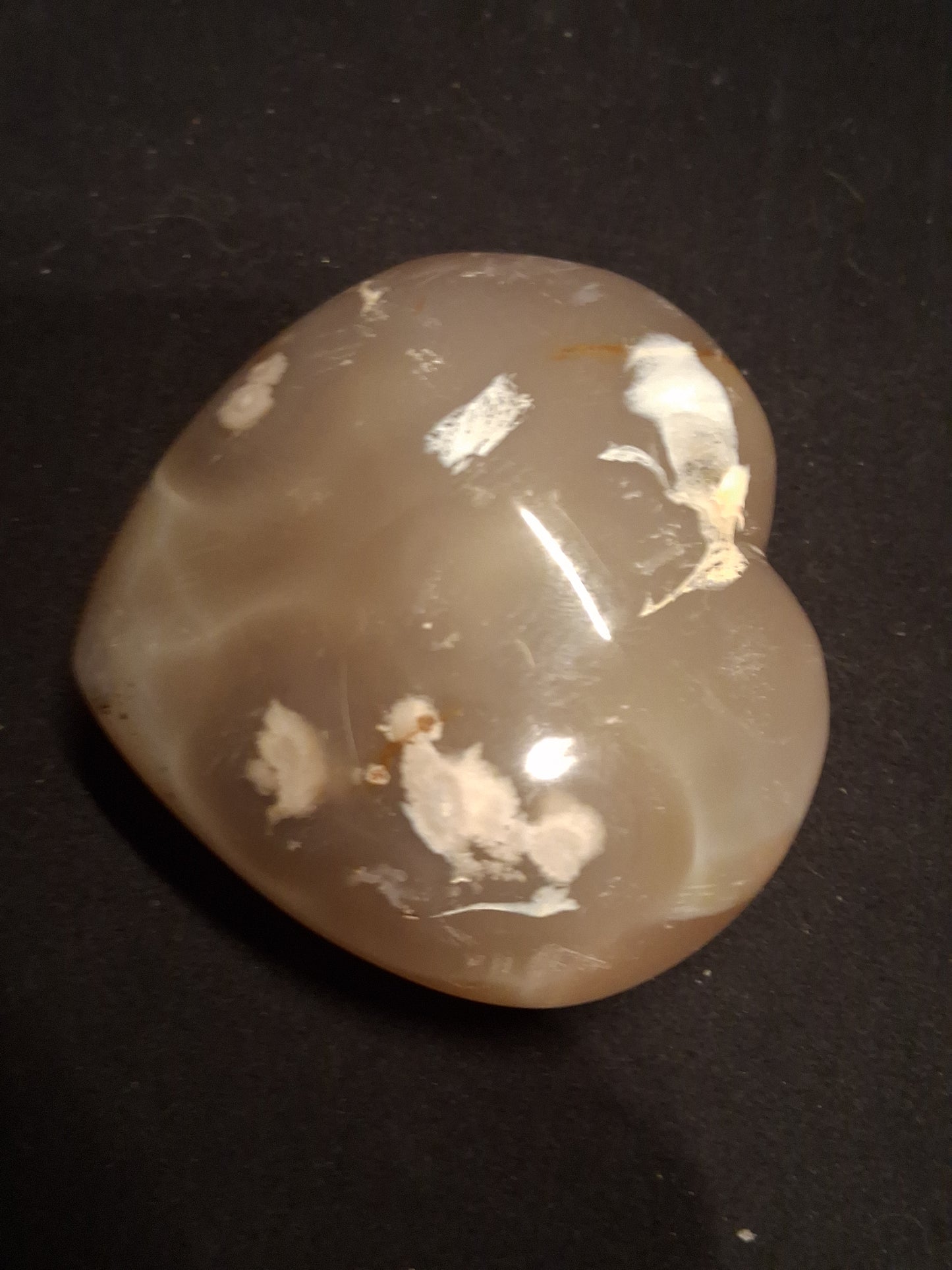 Natural Agate Palmstone - heart - 7x7.5 cm - cherry blossom agate - druzy pocket