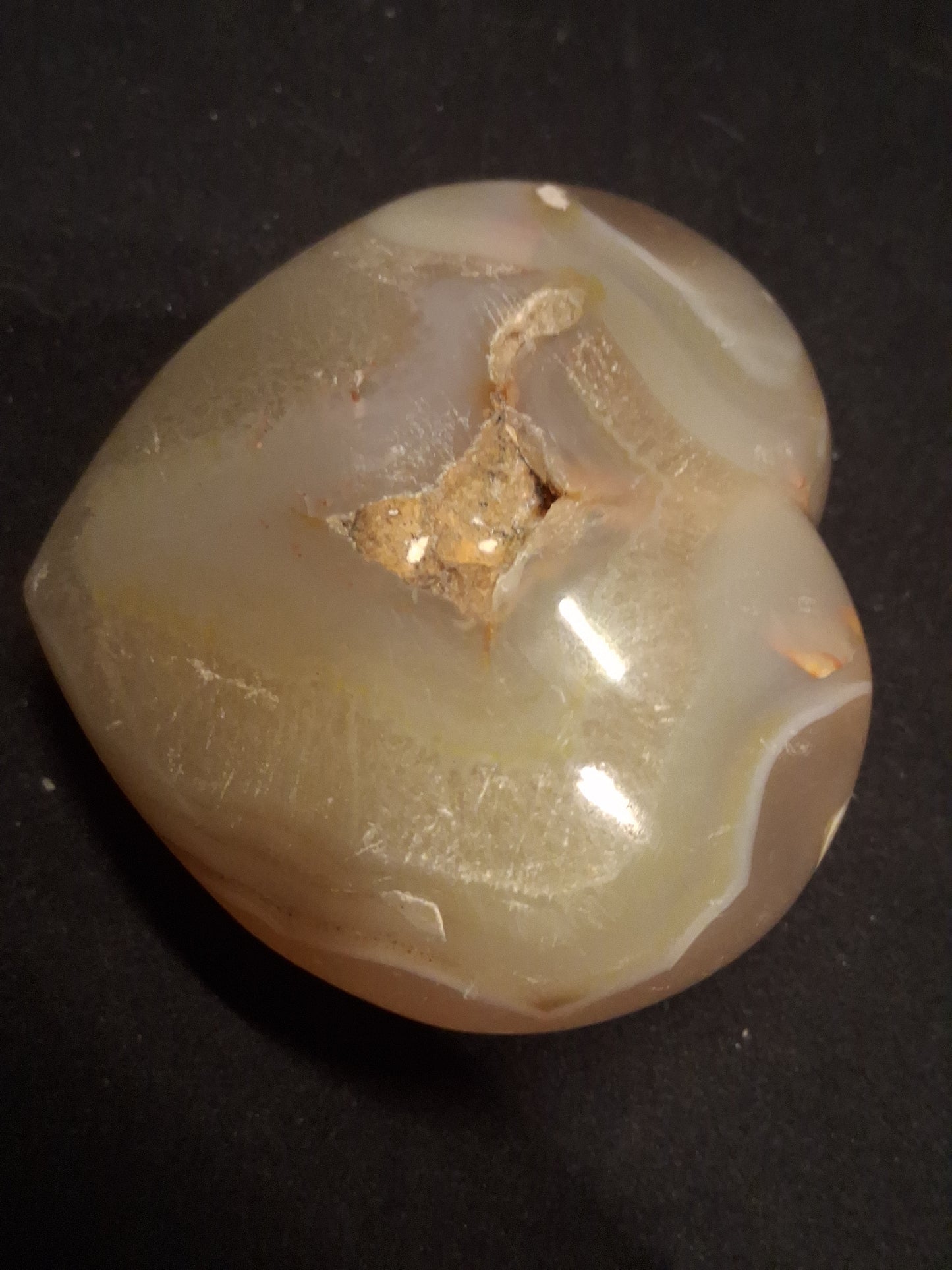 Natural Agate Palmstone - heart - 7x7.5 cm - cherry blossom agate - druzy pocket