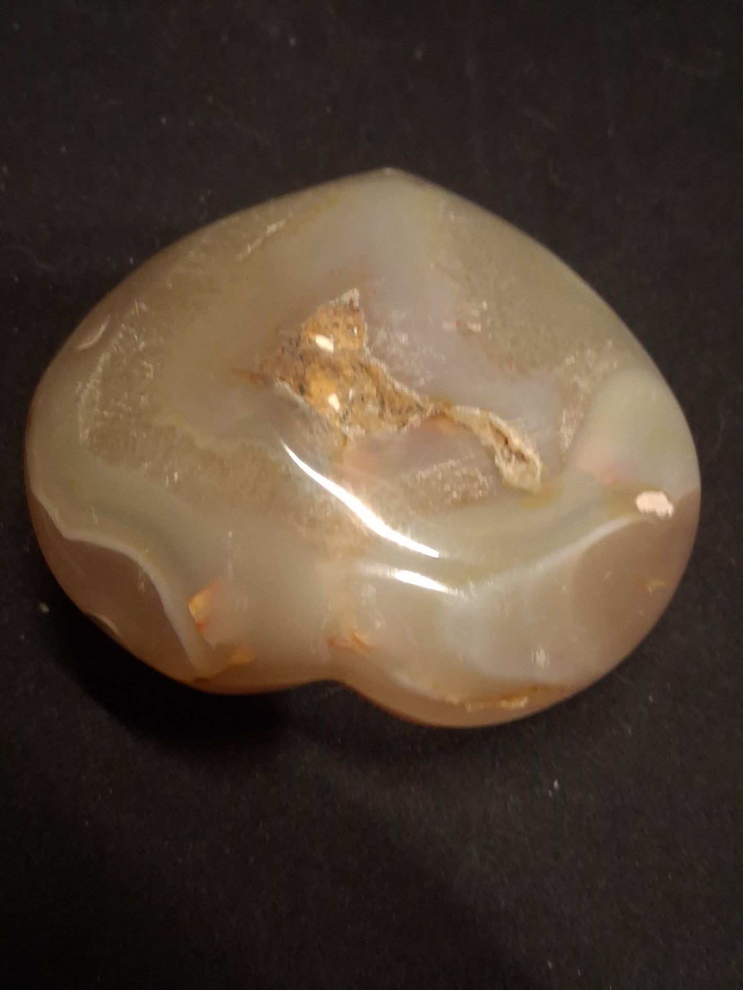 Natural Agate Palmstone - heart - 7x7.5 cm - cherry blossom agate - druzy pocket