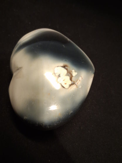 Natural Agate Palmstone - heart - 6x7.5 cm - black agate