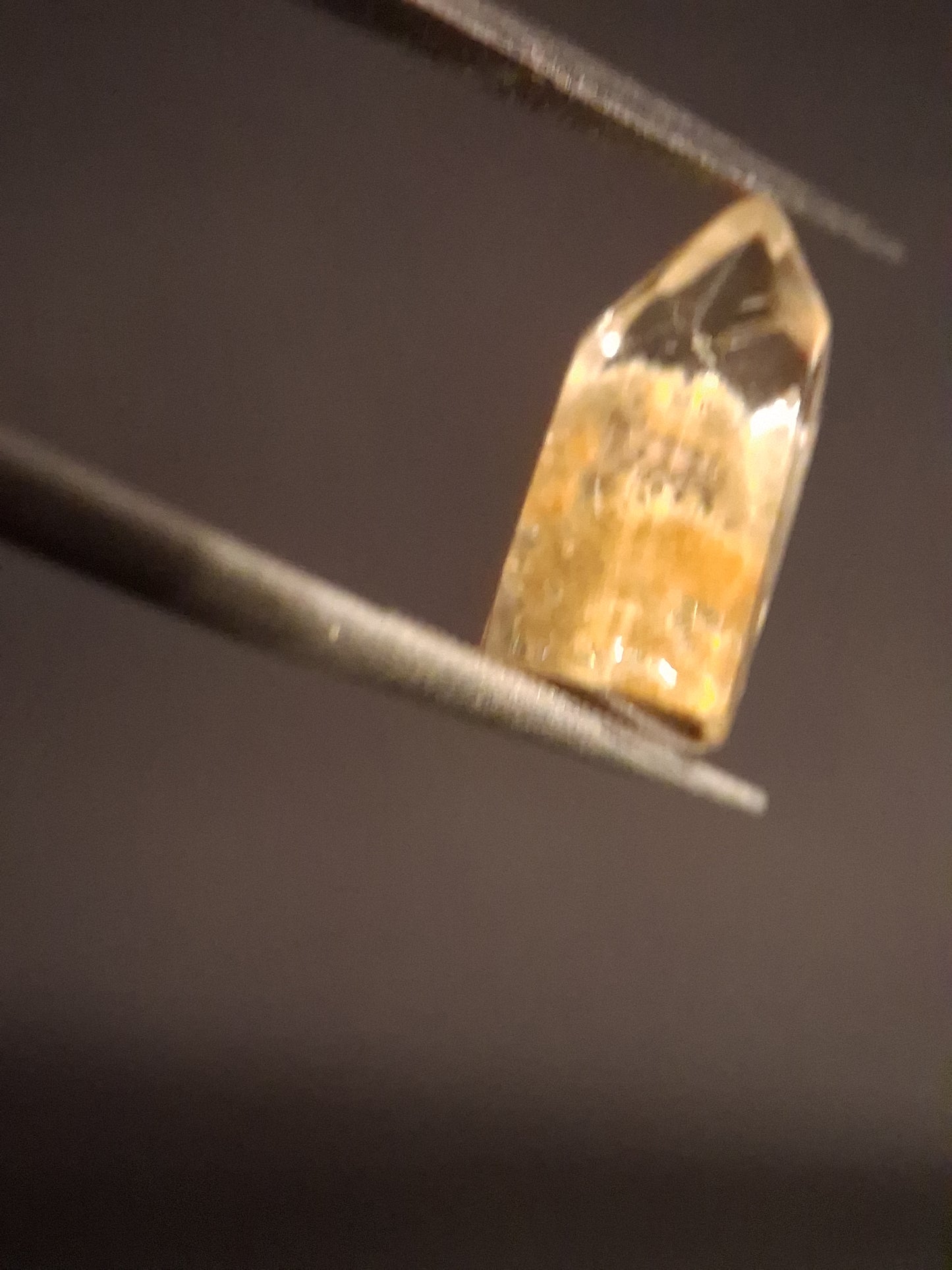 Crystal point of Phantom Quartz - Yellow to orange inclusions - collectors item