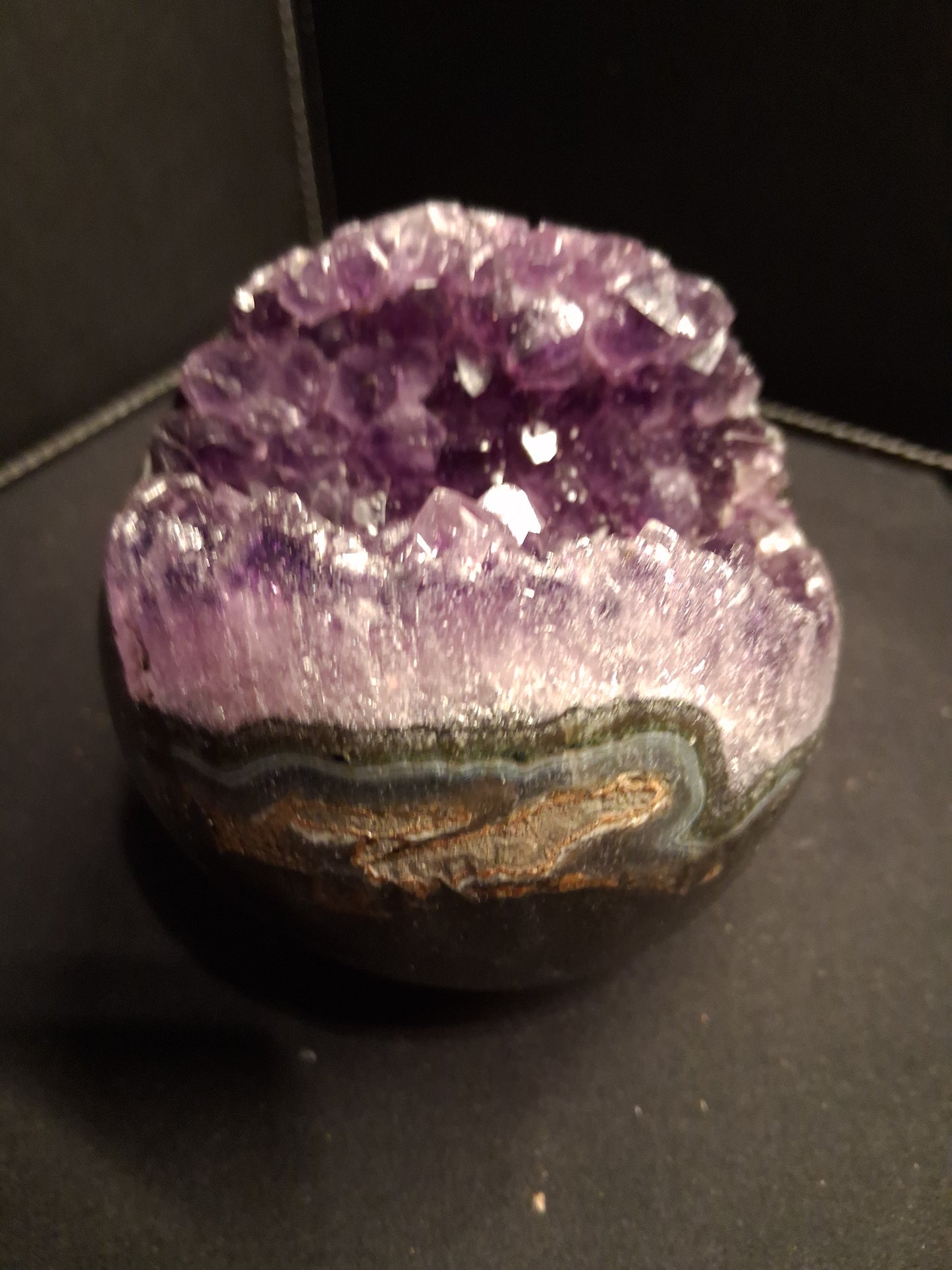 Natural Amethyst geode - Sphere - 8.6 cm - deep purple
