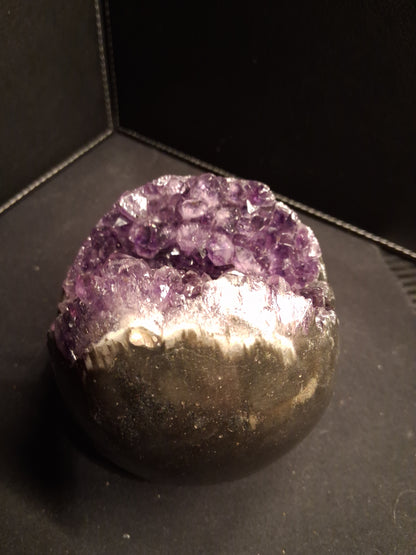 Natural Amethyst geode - Sphere - 8.6 cm - deep purple