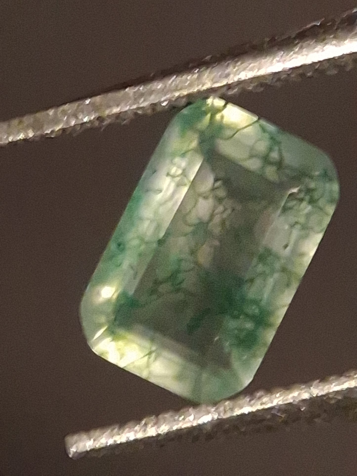 Natural Faceted Agate - Green Moss Agate - 0.476 ct - octagon