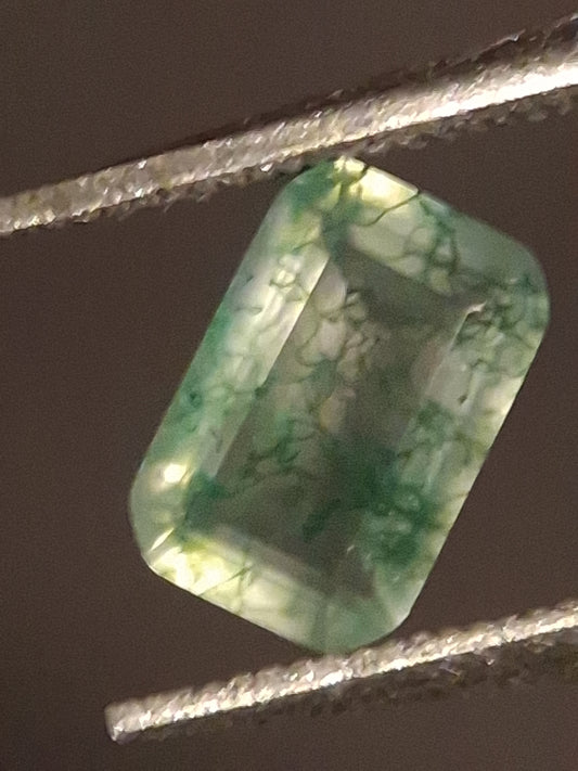 Natural Faceted Agate - Green Moss Agate - 0.476 ct - octagon