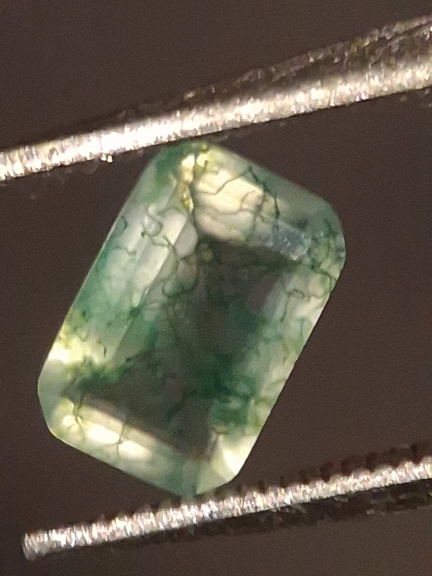 Natural Faceted Agate - Green Moss Agate - 0.476 ct - octagon