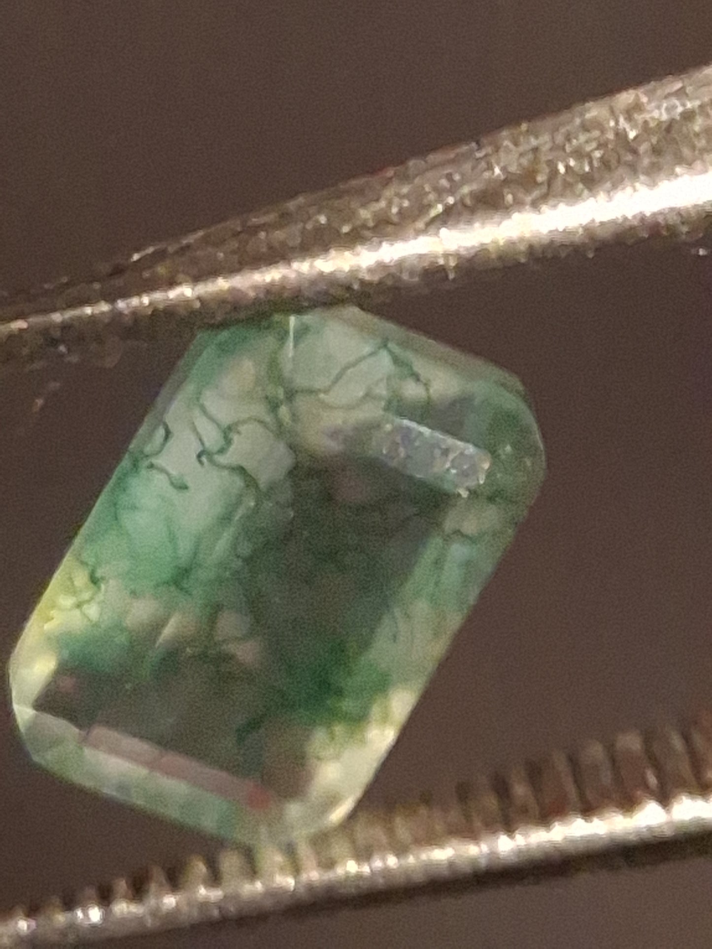 Natural Faceted Agate - Green Moss Agate - 0.476 ct - octagon