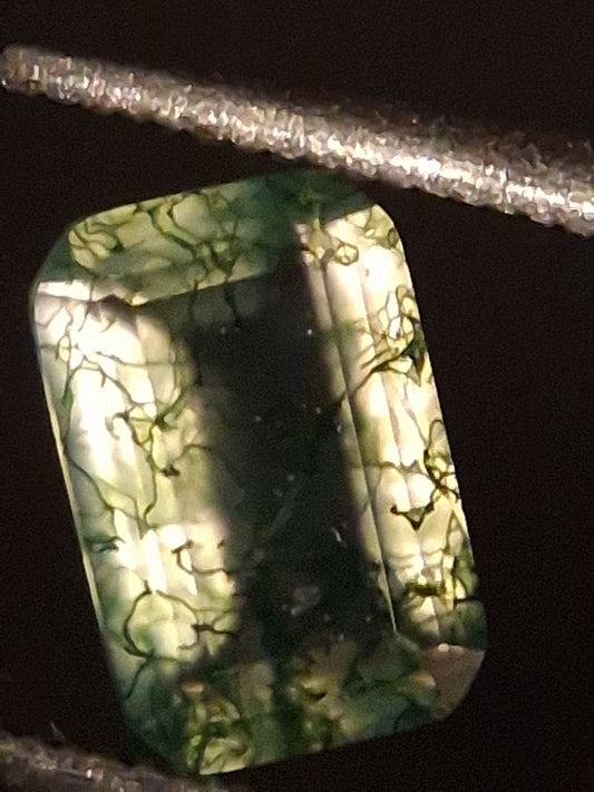 Natural Faceted Agate - Green Moss Agate - 0.463 ct - octagon