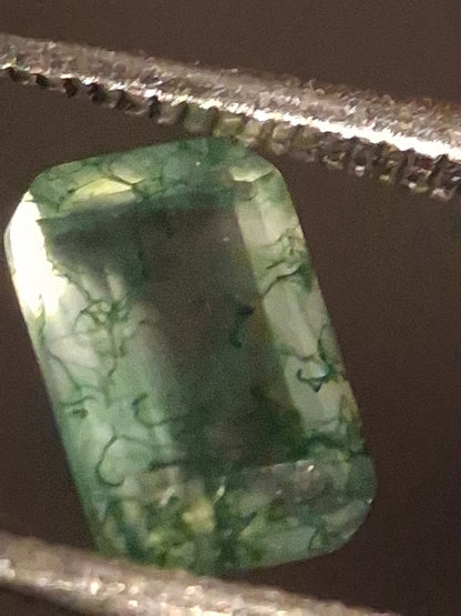 Natural Faceted Agate - Green Moss Agate - 0.463 ct - octagon