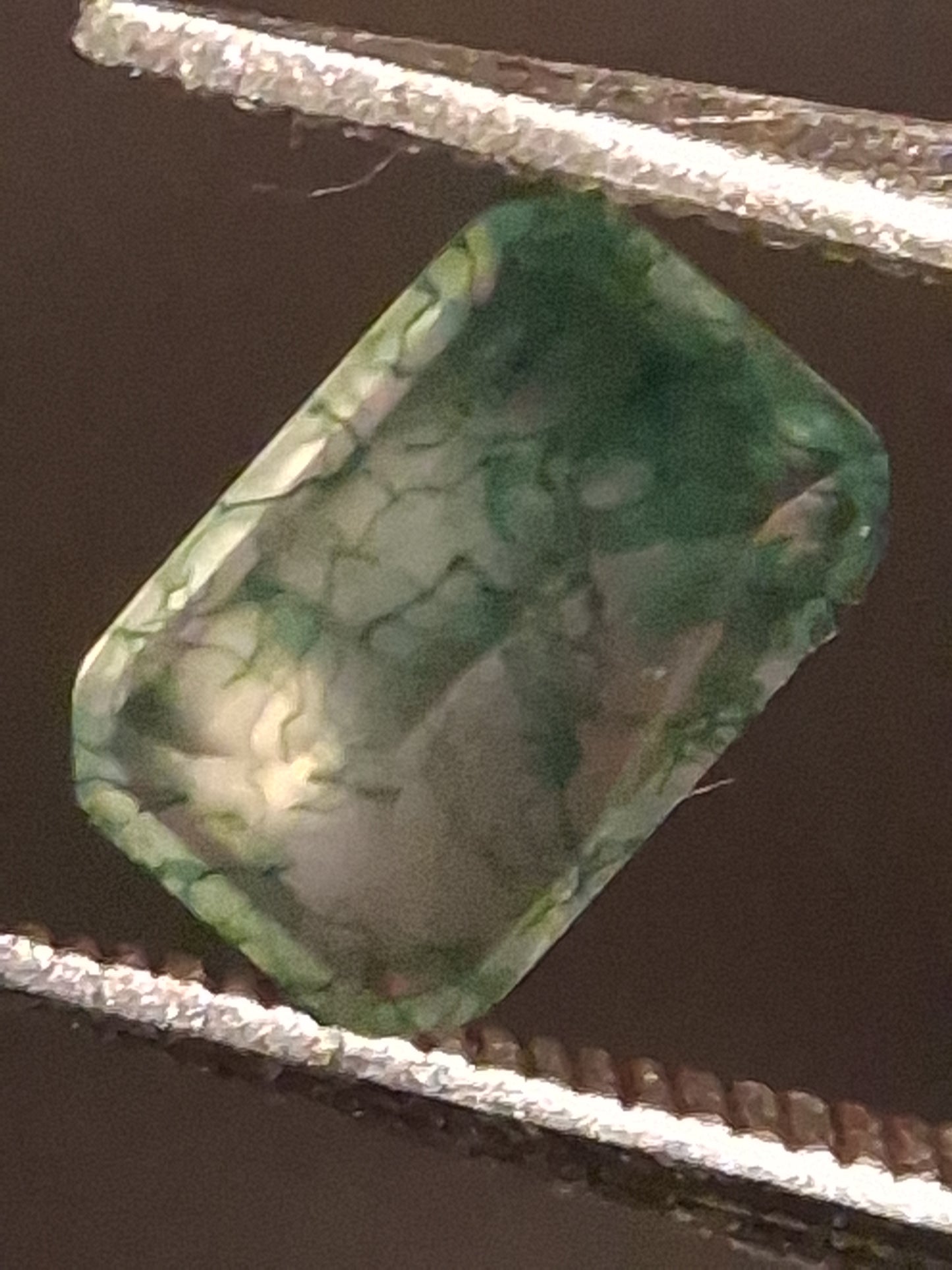 Natural Faceted Agate - Green Moss Agate - 0.463 ct - octagon