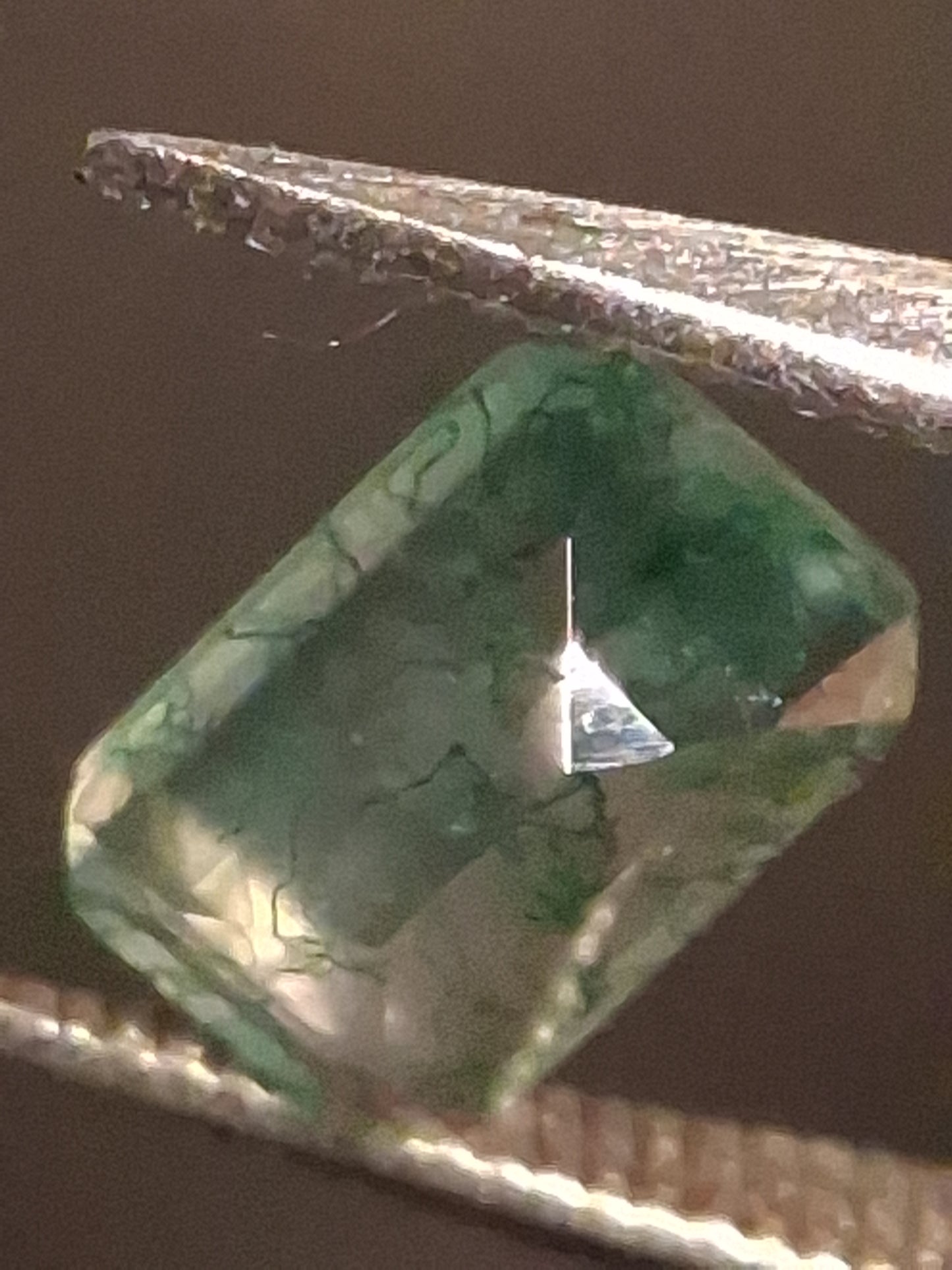 Natural Faceted Agate - Green Moss Agate - 0.463 ct - octagon