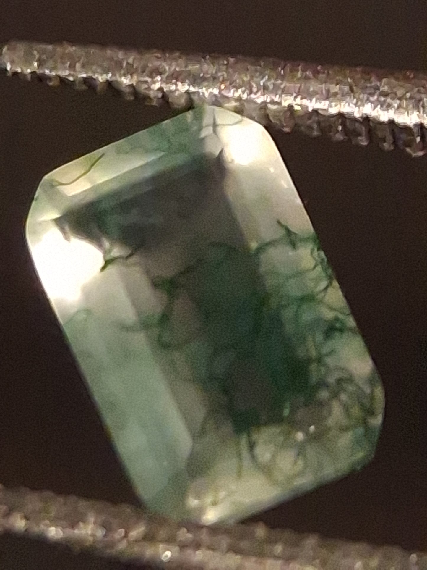 Natural Faceted Agate - Green Moss Agate - 0.483 ct - octagon