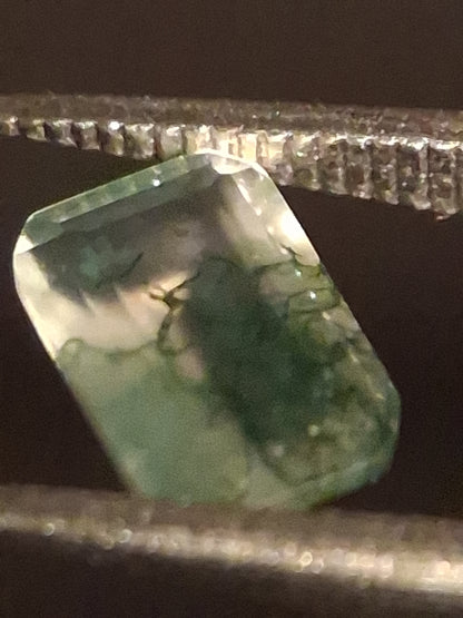 Natural Faceted Agate - Green Moss Agate - 0.483 ct - octagon