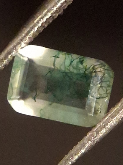 Natural Faceted Agate - Green Moss Agate - 0.483 ct - octagon