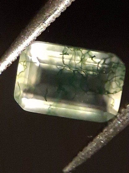 Natural Faceted Agate - Green Moss Agate - 0.483 ct - octagon