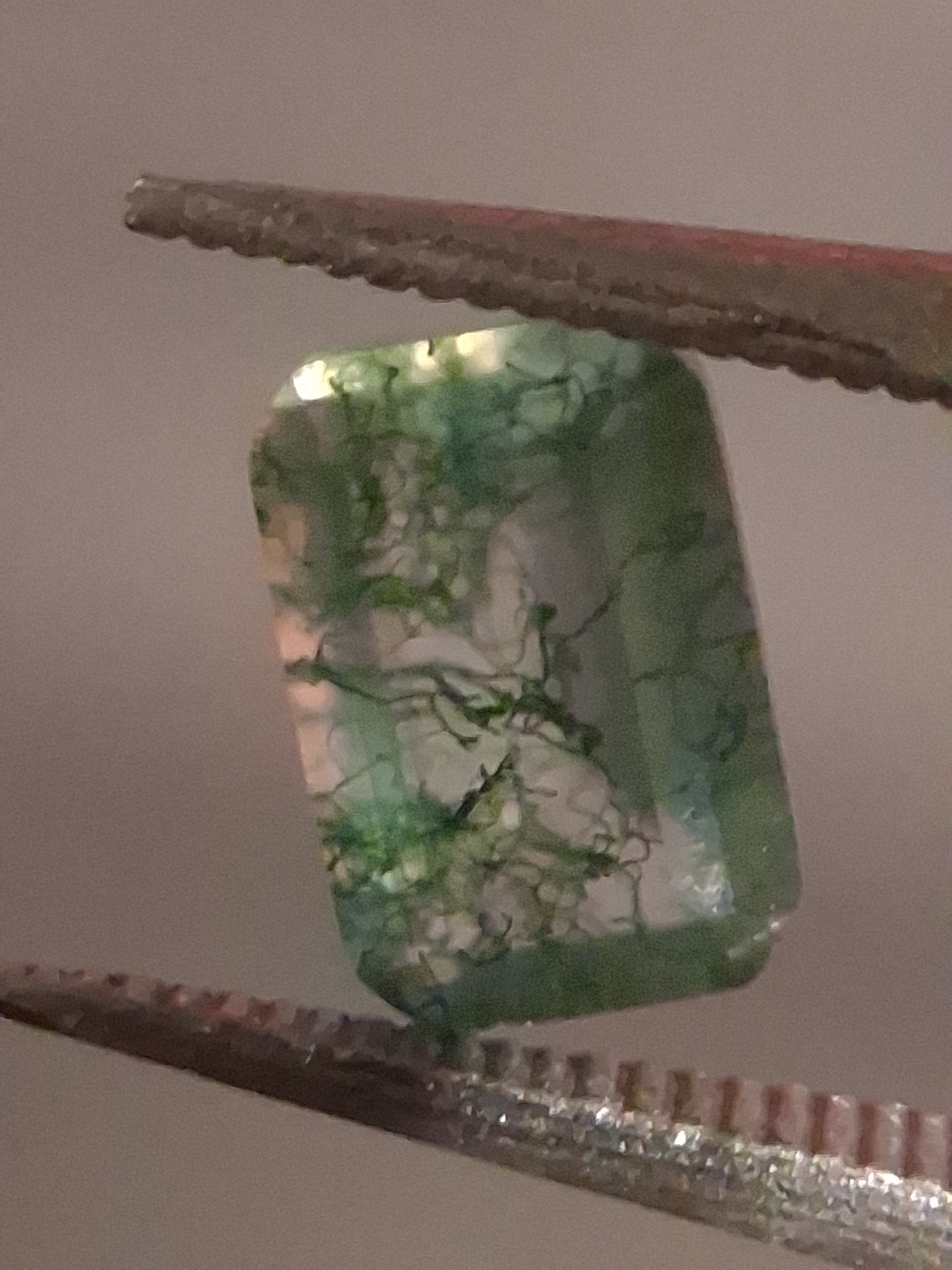 Natural Faceted Agate - Green Moss Agate - 0.480 ct - octagon