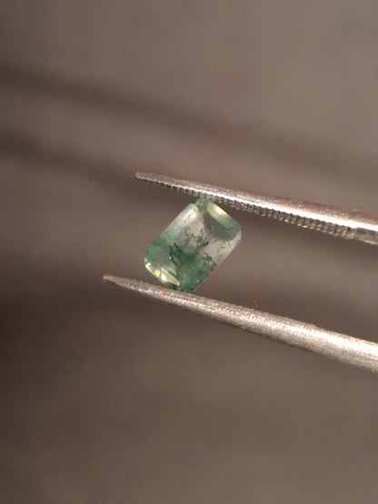 Natural Faceted Agate - Green Moss Agate - 0.482 ct - octagon