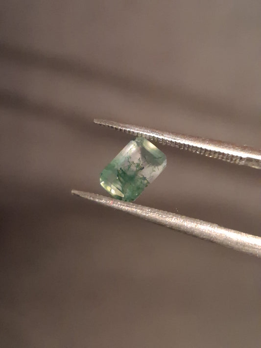 Natural Faceted Agate - Green Moss Agate - 0.482 ct - octagon