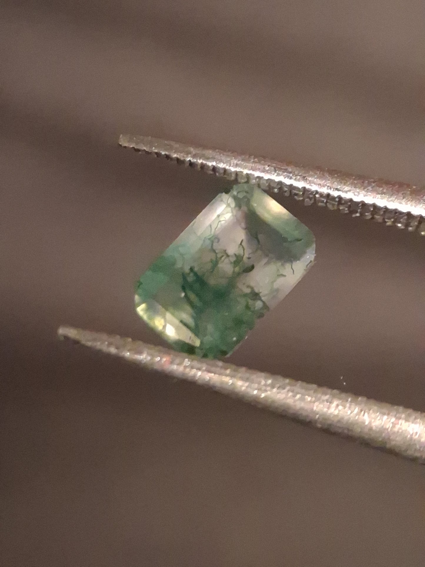 Natural Faceted Agate - Green Moss Agate - 0.482 ct - octagon