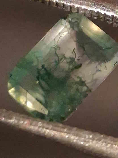 Natural Faceted Agate - Green Moss Agate - 0.482 ct - octagon