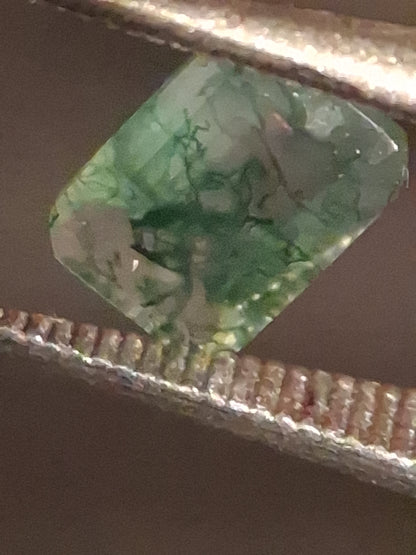 Natural Faceted Agate - Green Moss Agate - 0.482 ct - octagon