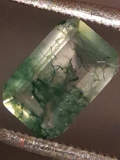 Natural Faceted Agate - Green Moss Agate - 0.482 ct - octagon
