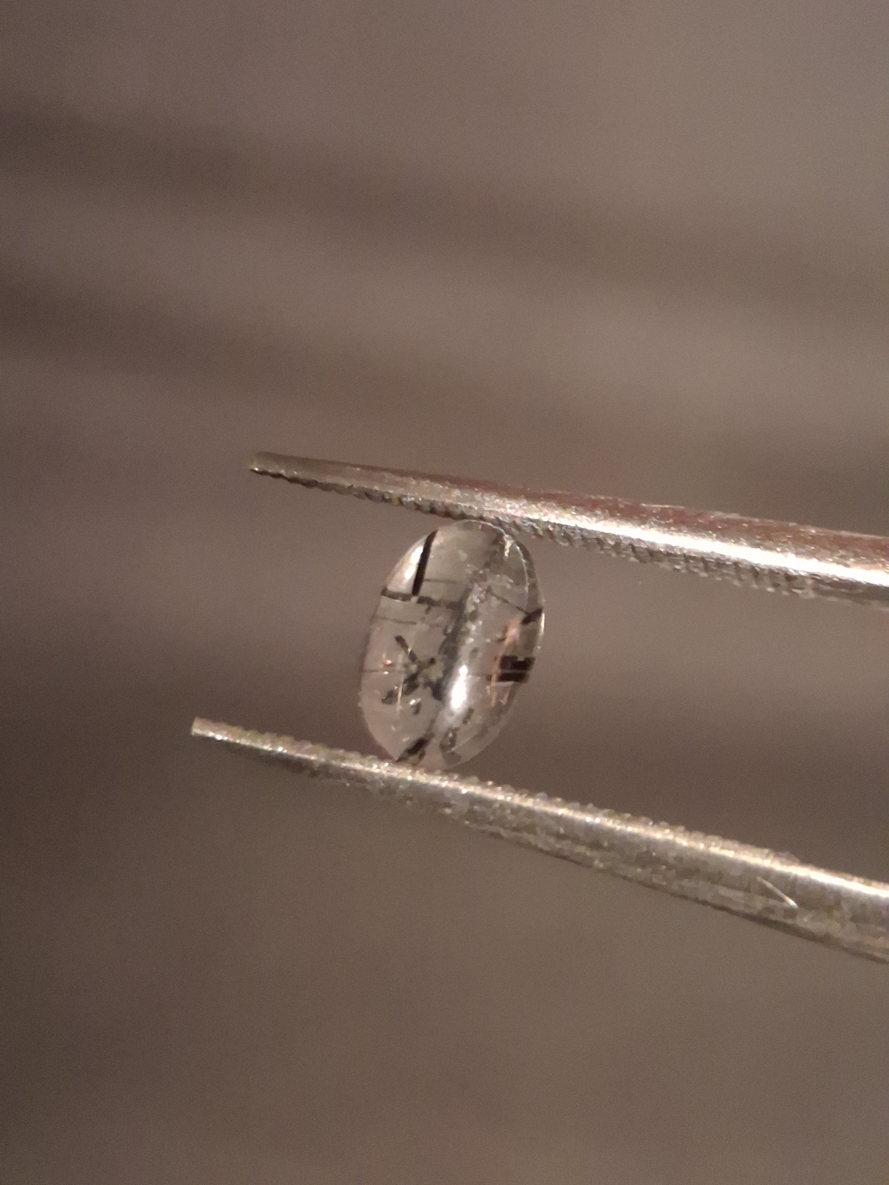 Natural Rutilated Quartz - oval cabochon - black rutile quartz - 0.455 ct