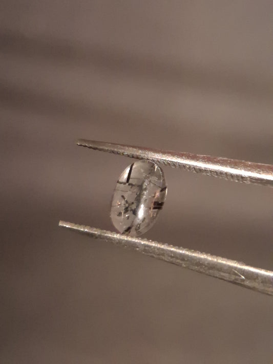 Natural Rutilated Quartz - oval cabochon - black rutile quartz - 0.455 ct