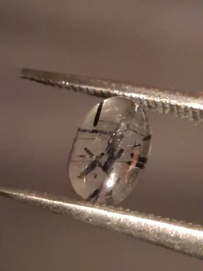 Natural Rutilated Quartz - oval cabochon - black rutile quartz - 0.455 ct