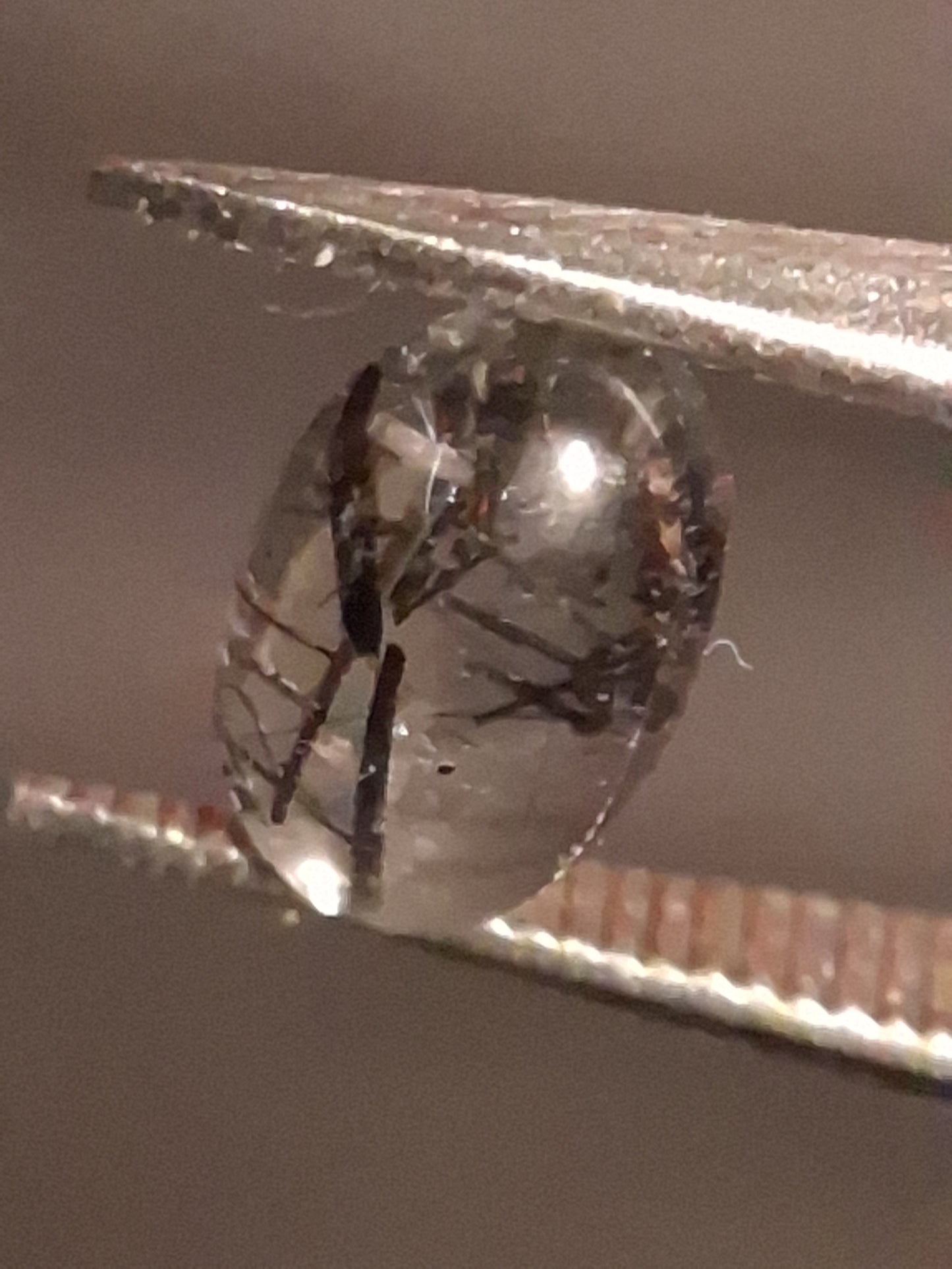 Natural Rutilated Quartz - oval cabochon - black rutile quartz - 0.480 ct