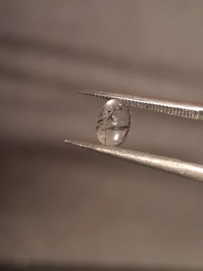 Natural Rutilated Quartz - oval cabochon - black rutile quartz - 0.490 ct