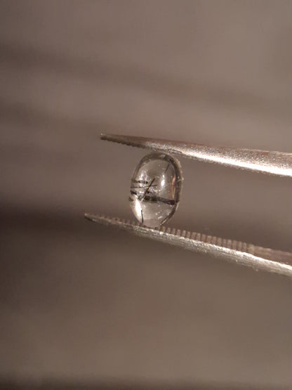 Natural Rutilated Quartz - oval cabochon - black rutile quartz - 0.490 ct