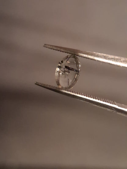 Natural Rutilated Quartz - oval cabochon - black rutile quartz - 0.490 ct