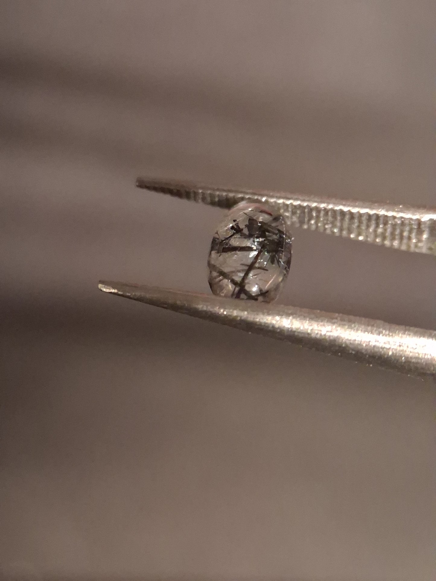 Natural Rutilated Quartz - oval cabochon - black rutile quartz - 0.485 ct