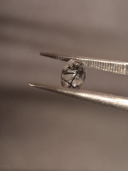 Natural Rutilated Quartz - oval cabochon - black rutile quartz - 0.485 ct