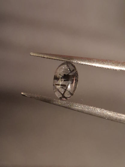Natural Rutilated Quartz - oval cabochon - black rutile quartz - 0.485 ct